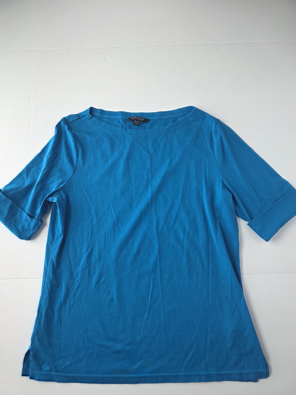 Lauren Ralph Lauren Women's Bright Blue Elbow-Sleeve Top